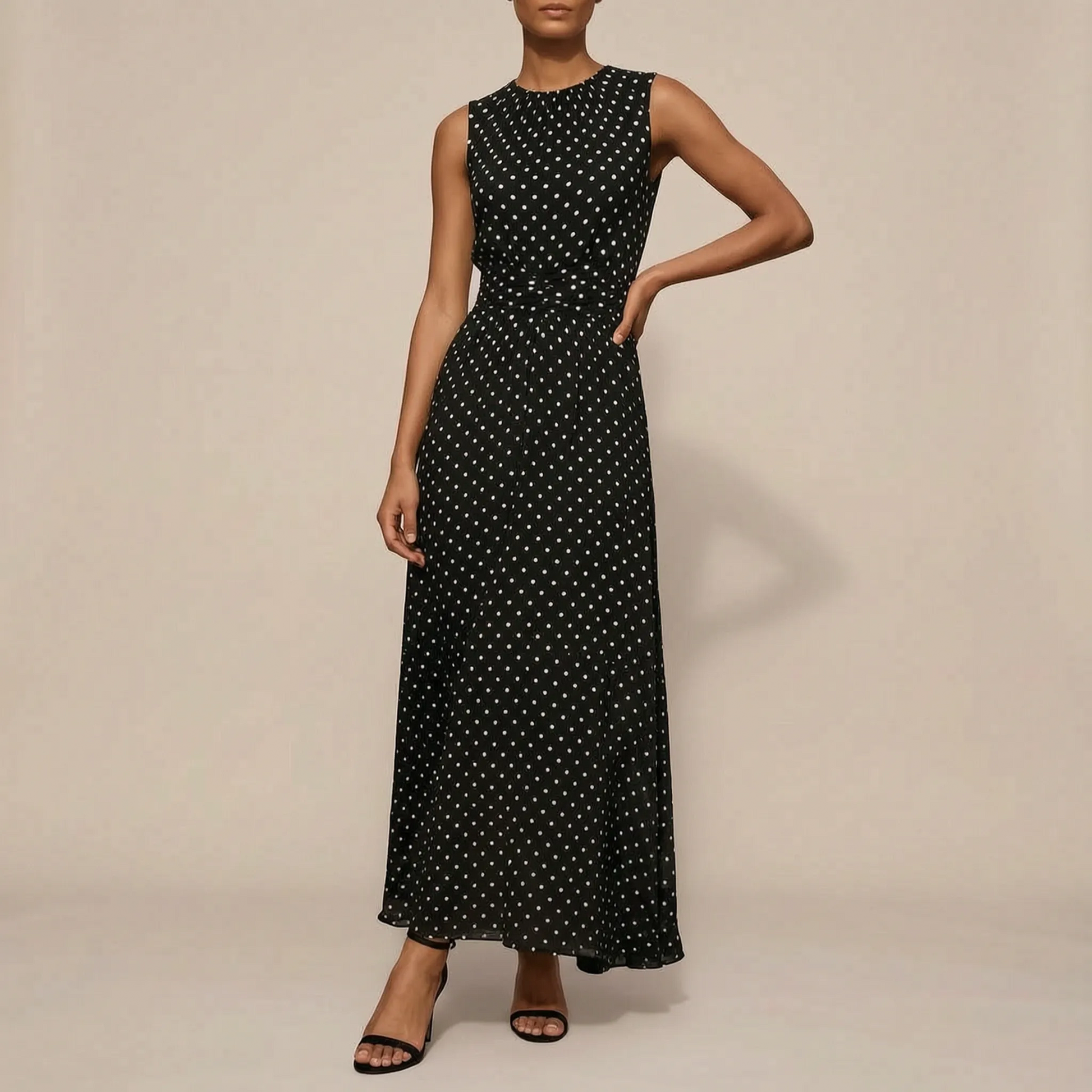 Dotify | Ärmelloses Polka-Dot Maxikleid