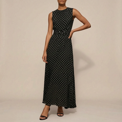 Dotify | Ärmelloses Polka-Dot Maxikleid