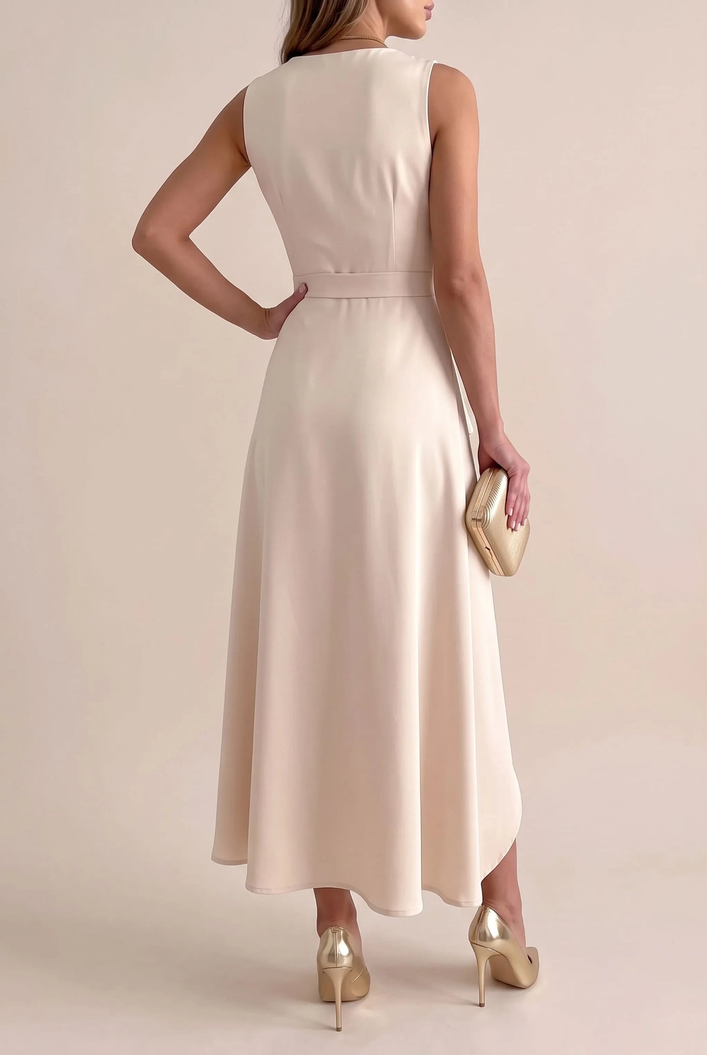 Drapia | Ärmelloses Midikleid Mit Asymmetrischem Saum