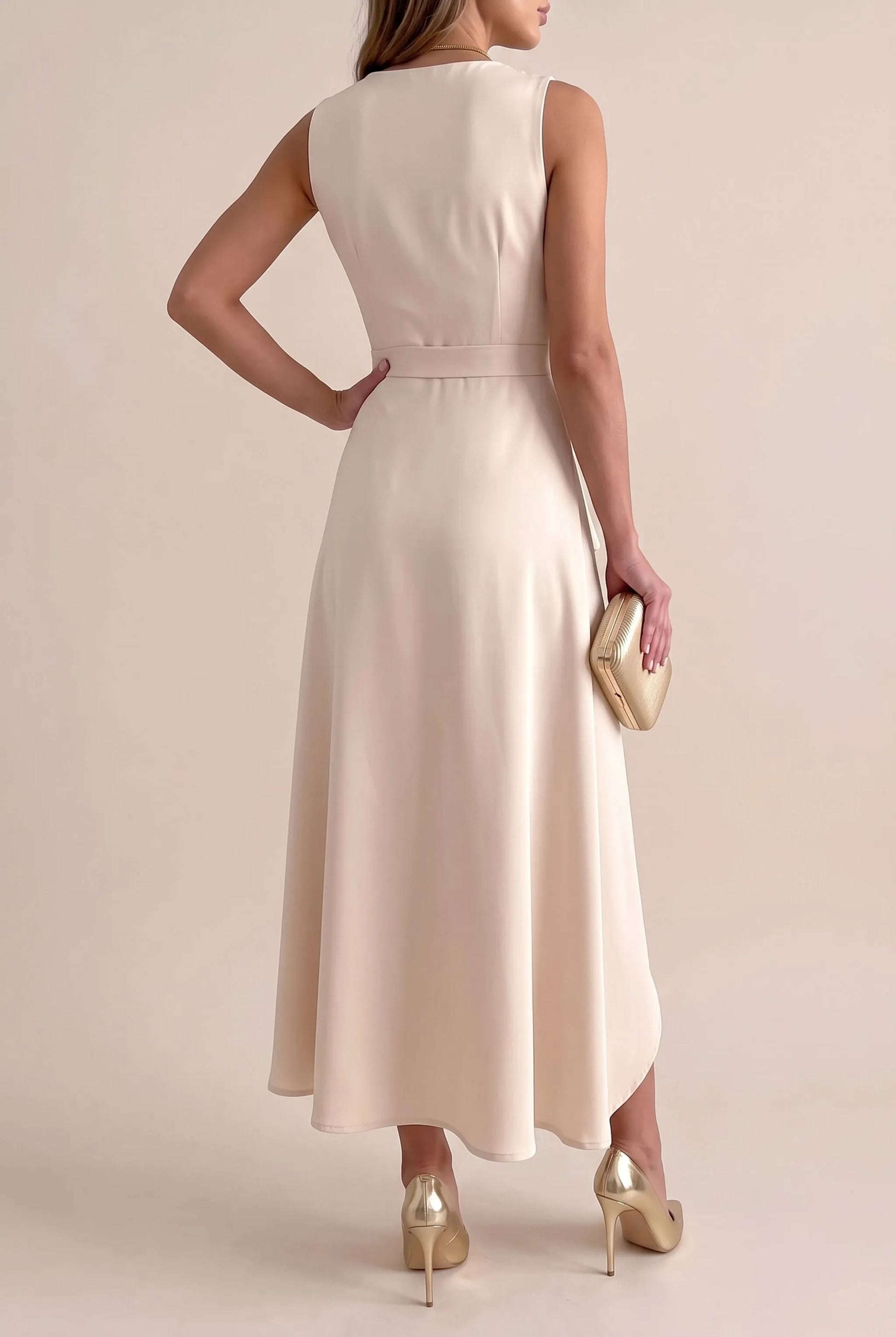 Drapia | Ärmelloses Midikleid Mit Asymmetrischem Saum
