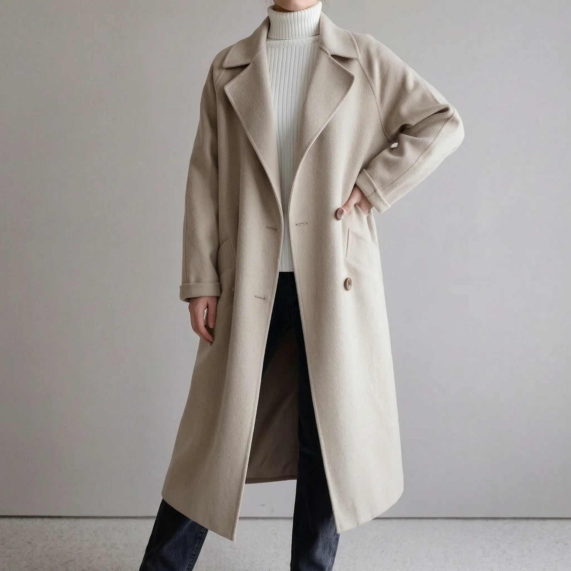 Elegis | Langer Damenmantel Im Trenchcoat-Stil