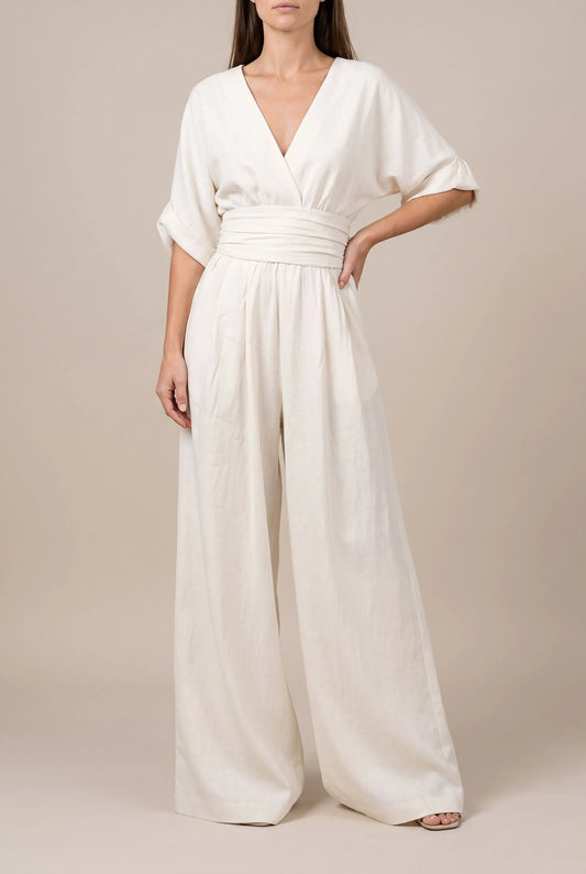 Elevata | Eleganter Fließender V-Ausschnitt Jumpsuit