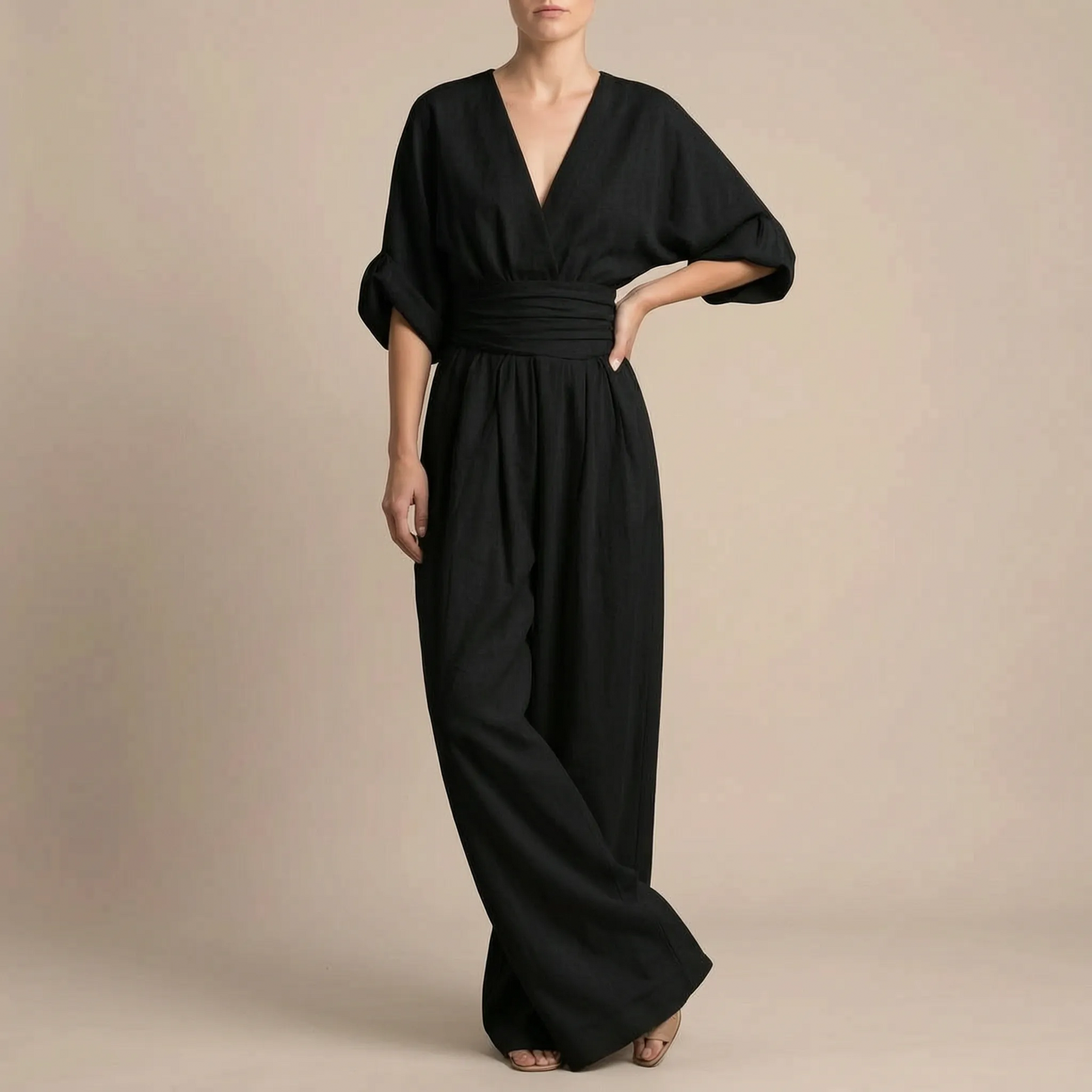 Elevata | Eleganter Fließender V-Ausschnitt Jumpsuit