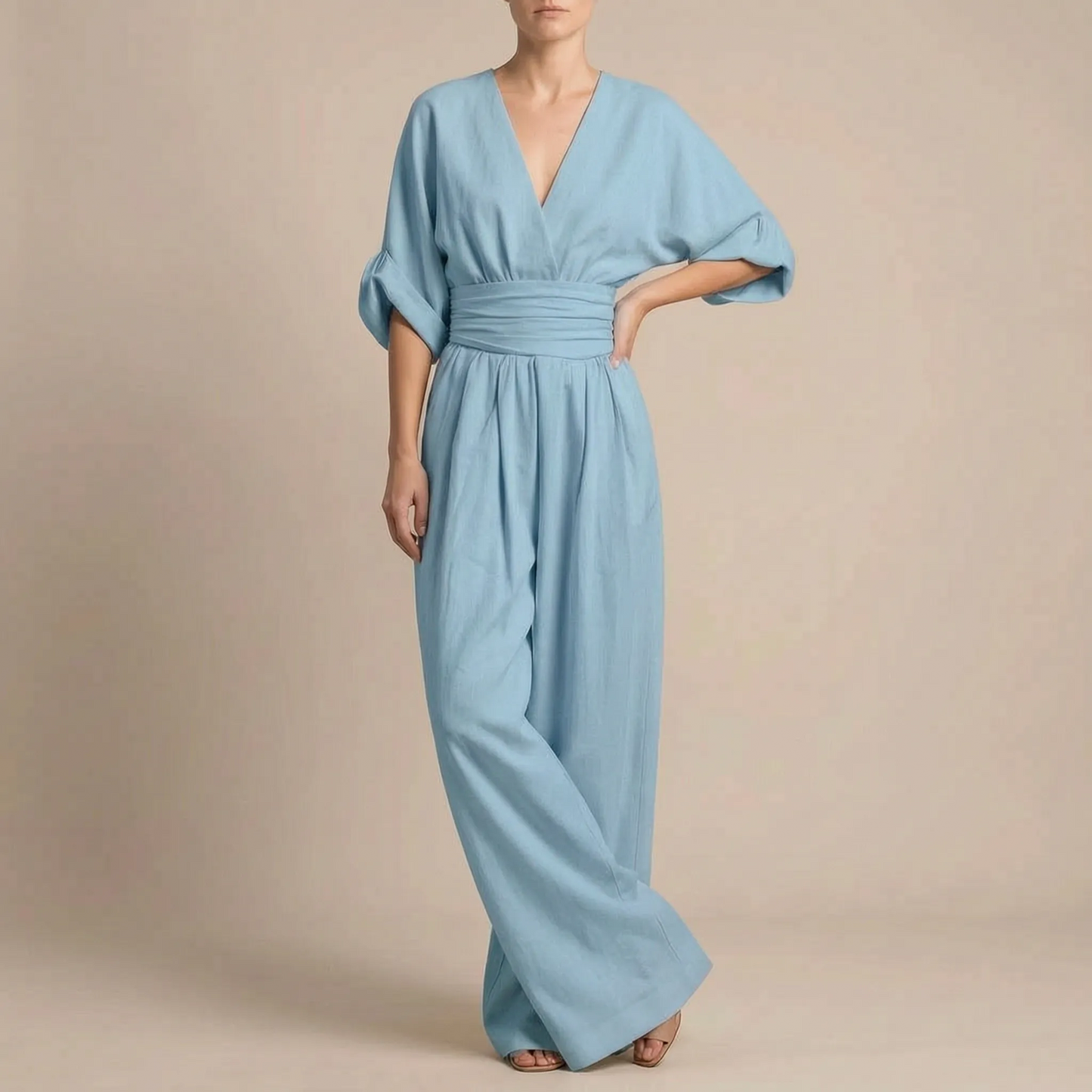 Elevata | Eleganter Fließender V-Ausschnitt Jumpsuit