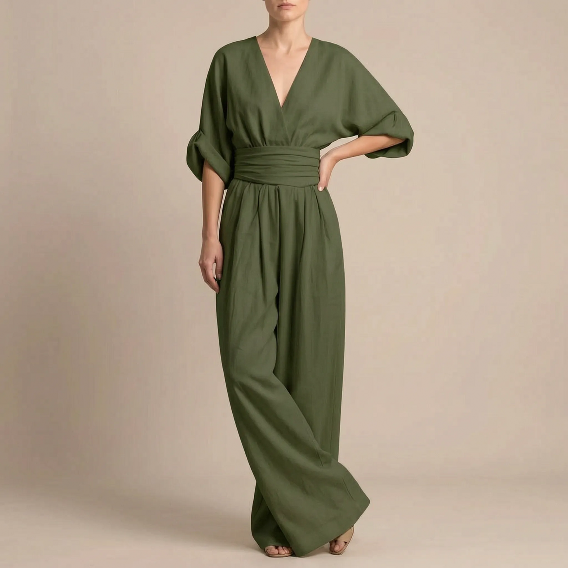 Elevata | Eleganter Fließender V-Ausschnitt Jumpsuit
