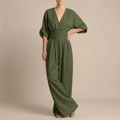 Elevata | Eleganter Fließender V-Ausschnitt Jumpsuit