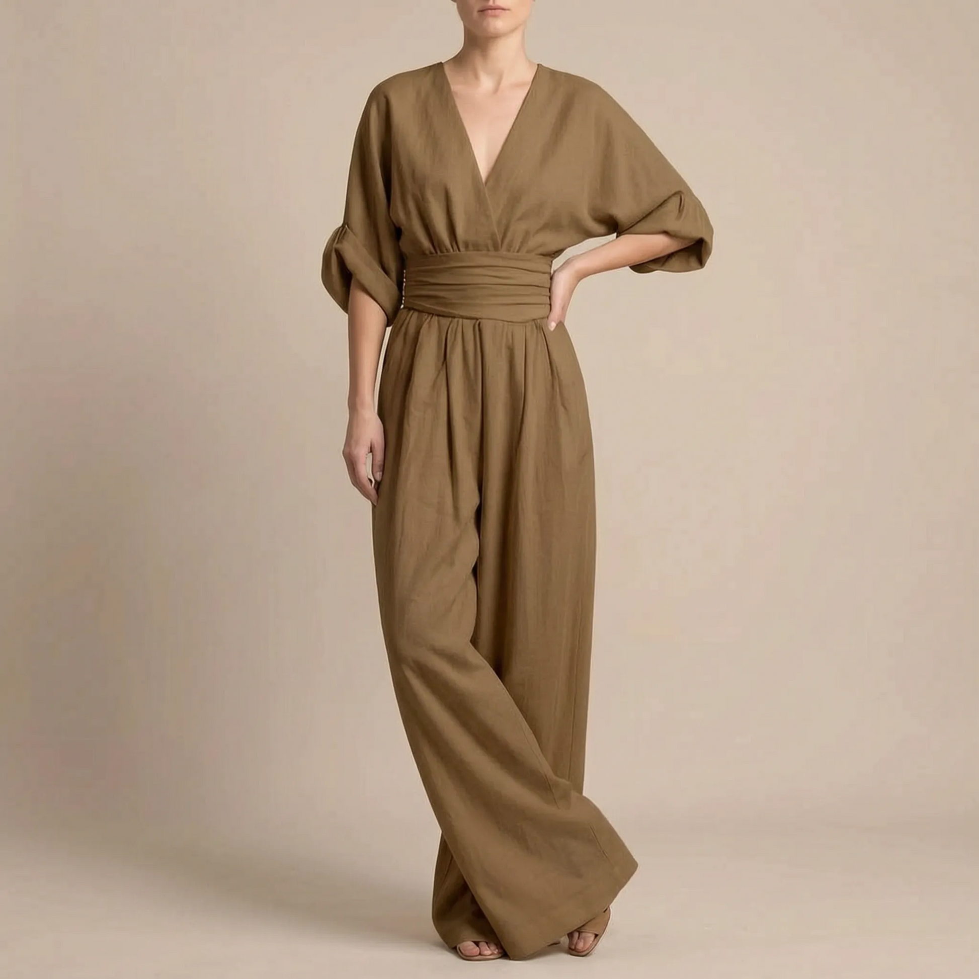 Elevata | Eleganter Fließender V-Ausschnitt Jumpsuit