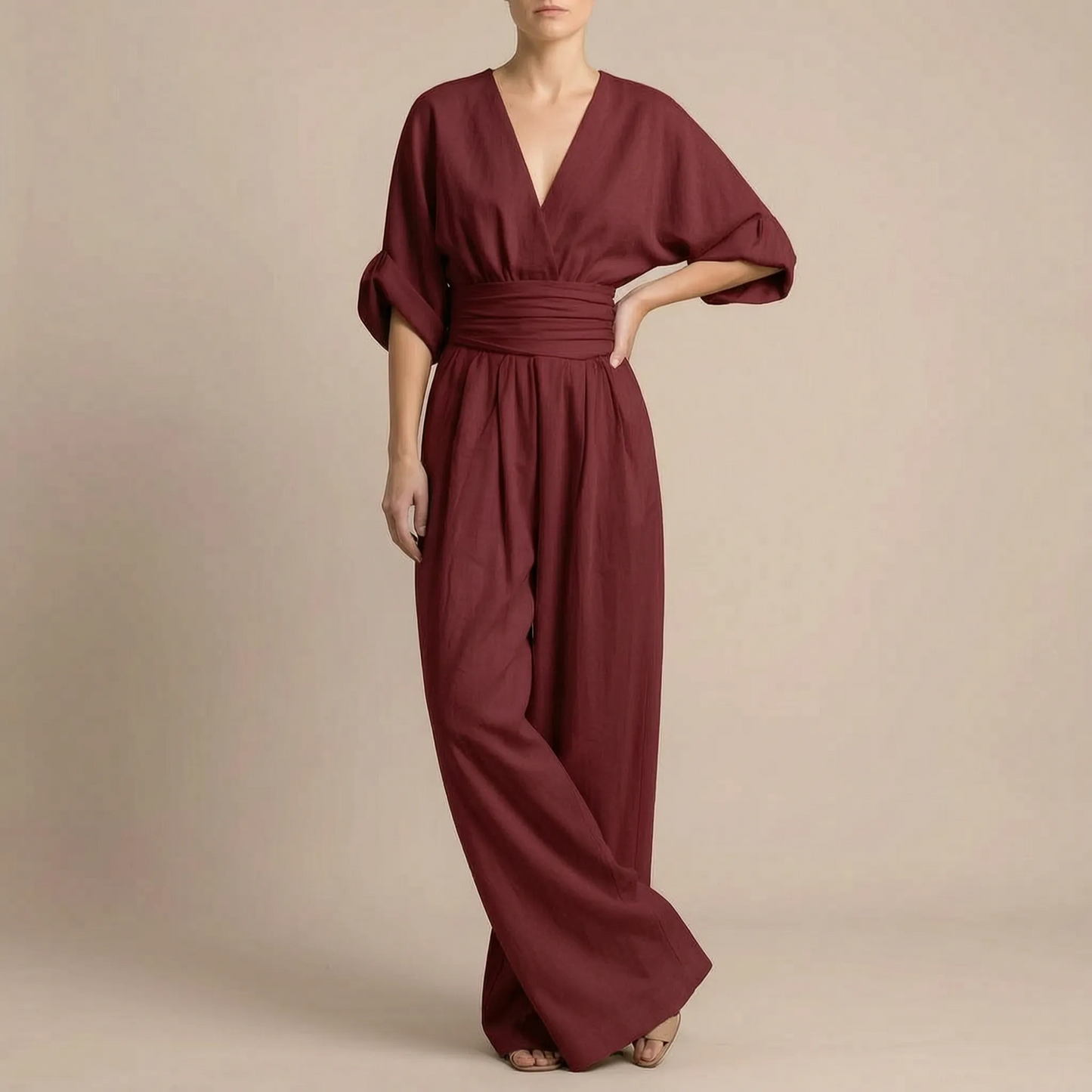 Elevata | Eleganter Fließender V-Ausschnitt Jumpsuit