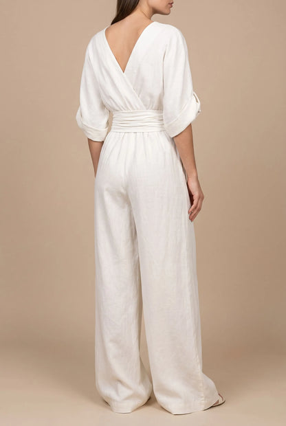 Elevata | Eleganter Fließender V-Ausschnitt Jumpsuit