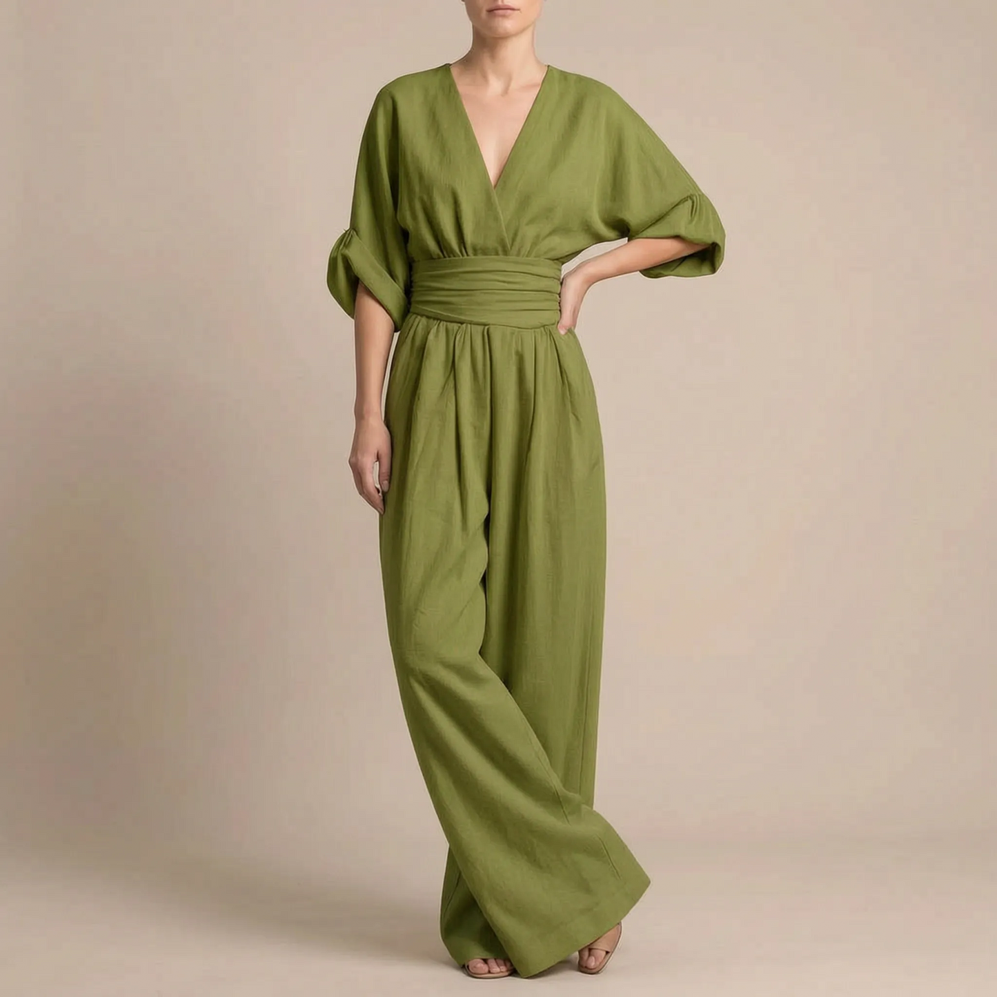 Elevata | Eleganter Fließender V-Ausschnitt Jumpsuit