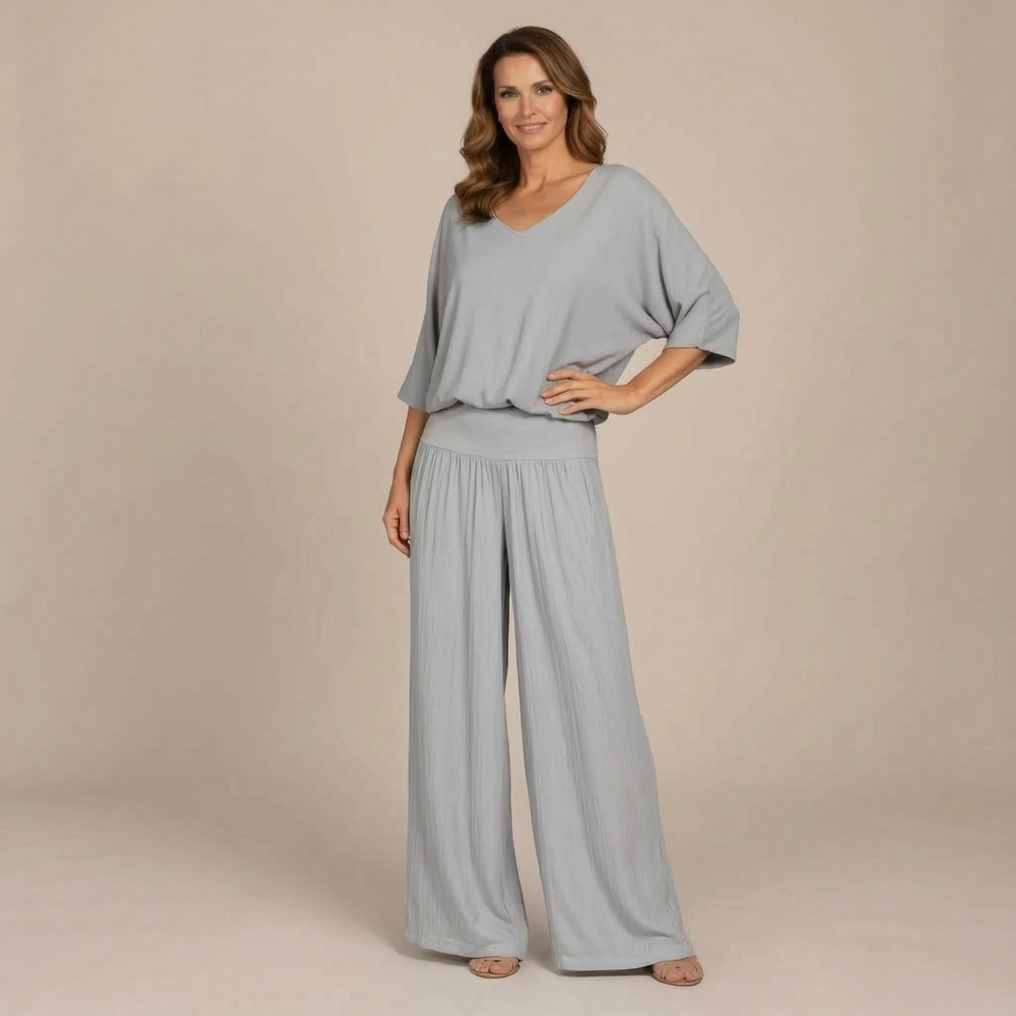 Elevee | Zweiteiliger Asymmetrischer Fließender Festlicher Damen Hosenanzug