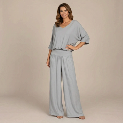 Elevee | Zweiteiliger Asymmetrischer Fließender Festlicher Damen Hosenanzug