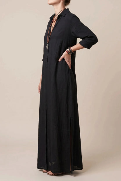 Elowen | Locker Fallendes Maxi-Hemdblusenkleid