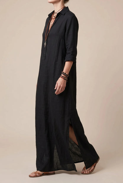 Elowen | Locker Fallendes Maxi-Hemdblusenkleid