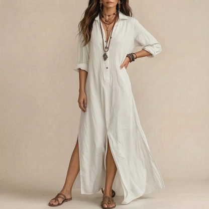Elowen | Locker Fallendes Maxi-Hemdblusenkleid