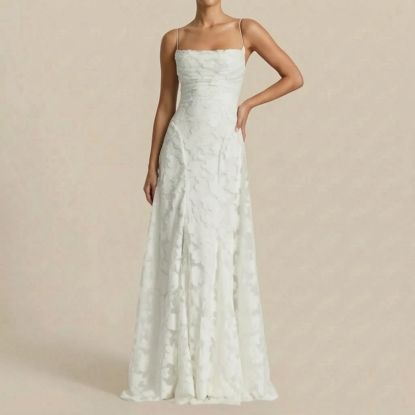 Evanna | Bodenlanges Ärmelloses Maxikleid Mit Floraler Struktur