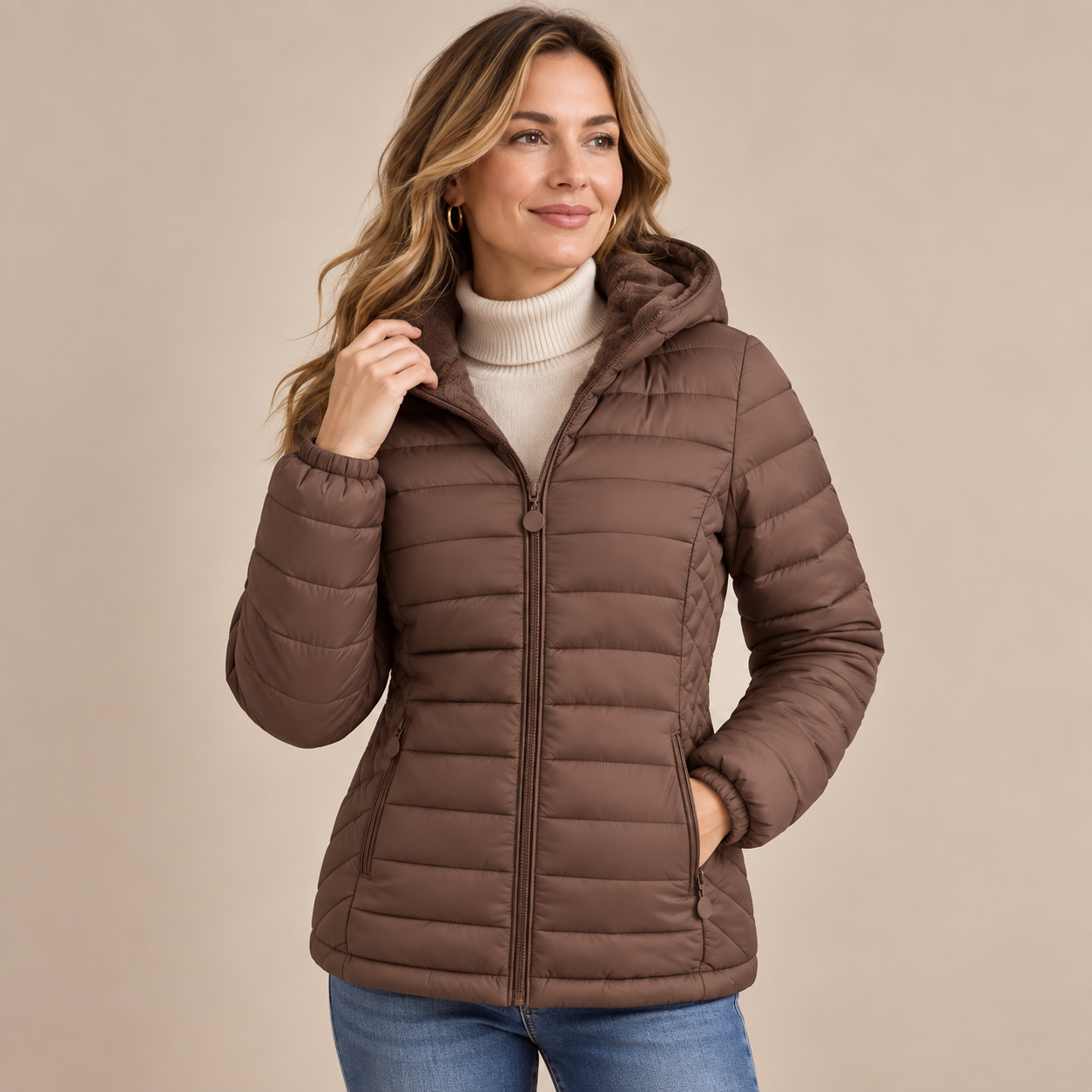 Evelisse | Steppjacke Damen mit Kapuze und weichem Innenfutter