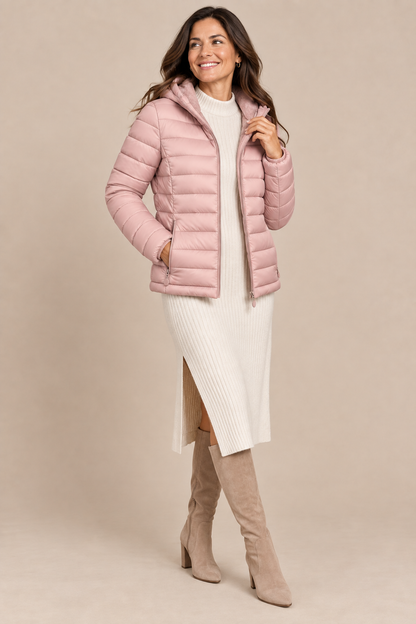 Evelisse | Steppjacke Damen mit Kapuze und weichem Innenfutter