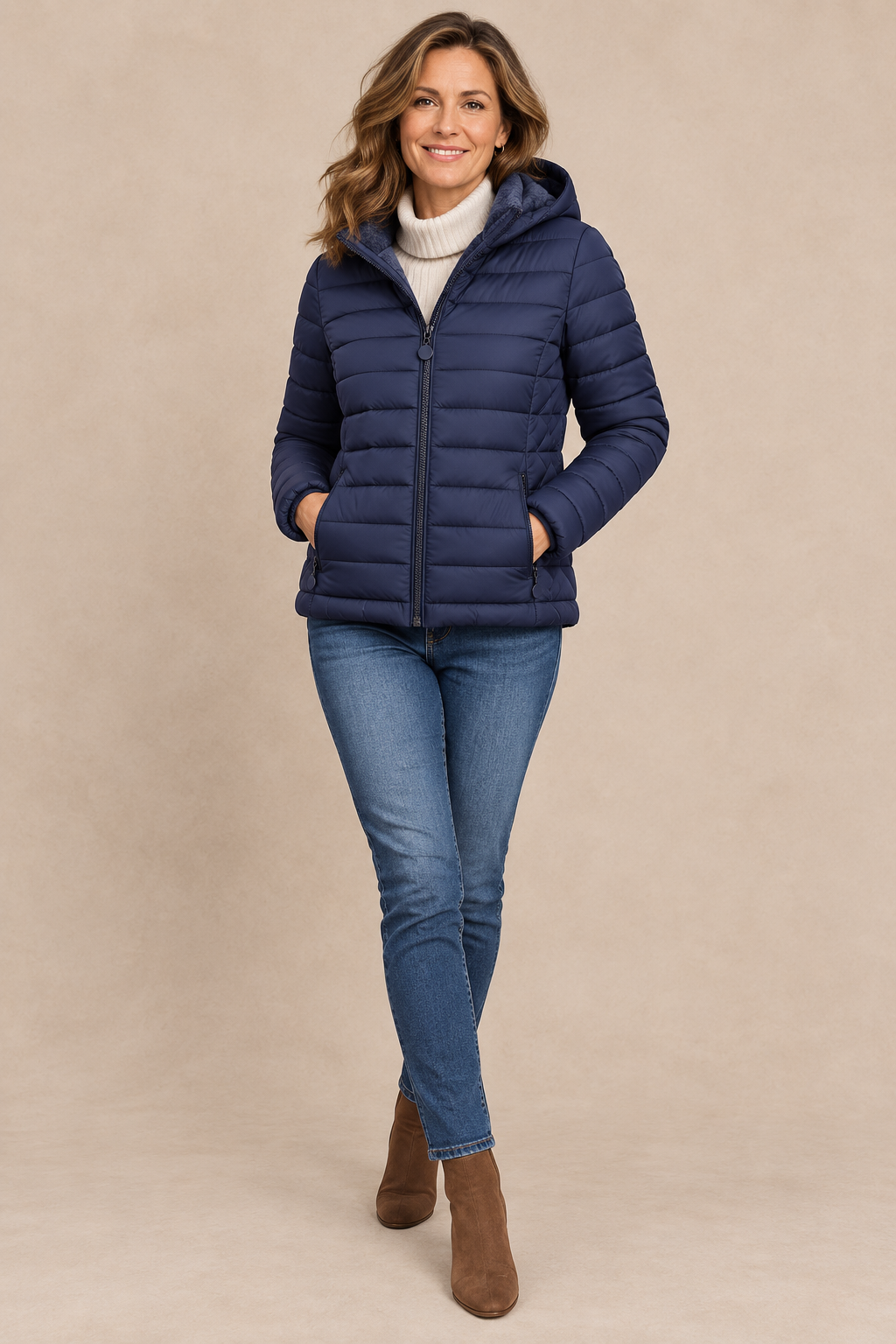Evelisse | Steppjacke Damen mit Kapuze und weichem Innenfutter
