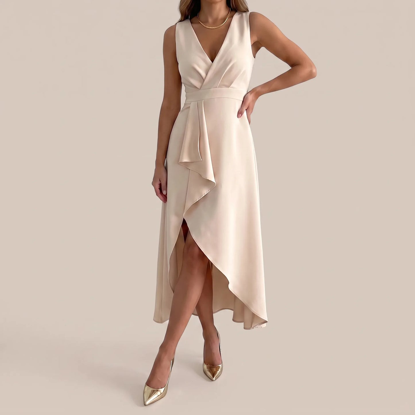 Evella | Asymmetrisches Midi-Abendkleid