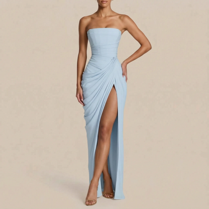 Evelyna | Bodenlanges Schulterfreies Abendkleid Mit Beinschlitz