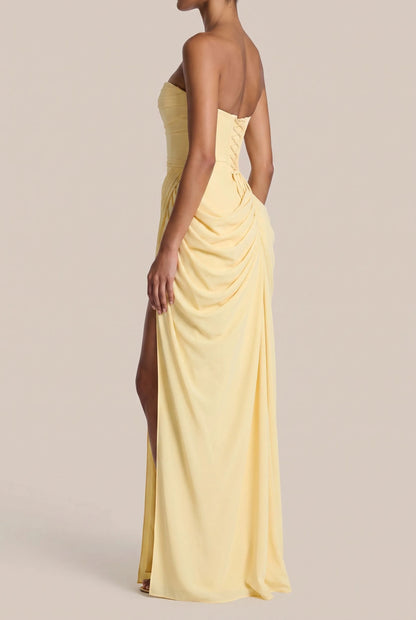 Evelyna | Bodenlanges Schulterfreies Abendkleid Mit Beinschlitz
