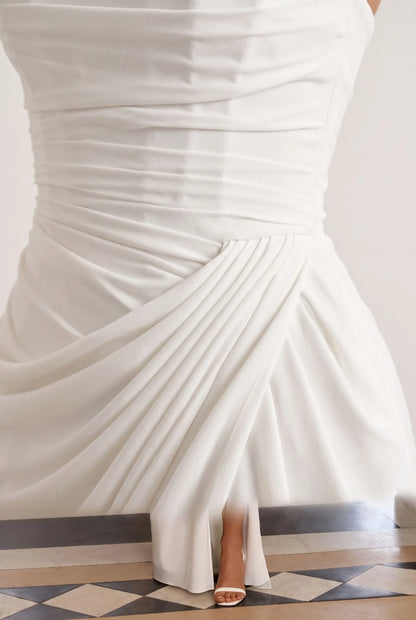 Evelyna | Bodenlanges Schulterfreies Abendkleid Mit Beinschlitz