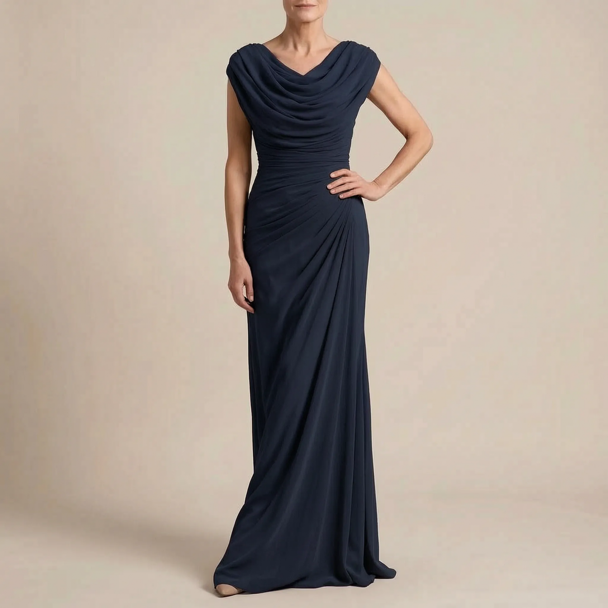 Evengrace | Elegantes Bodenlanges Maxikleid Mit Raffung