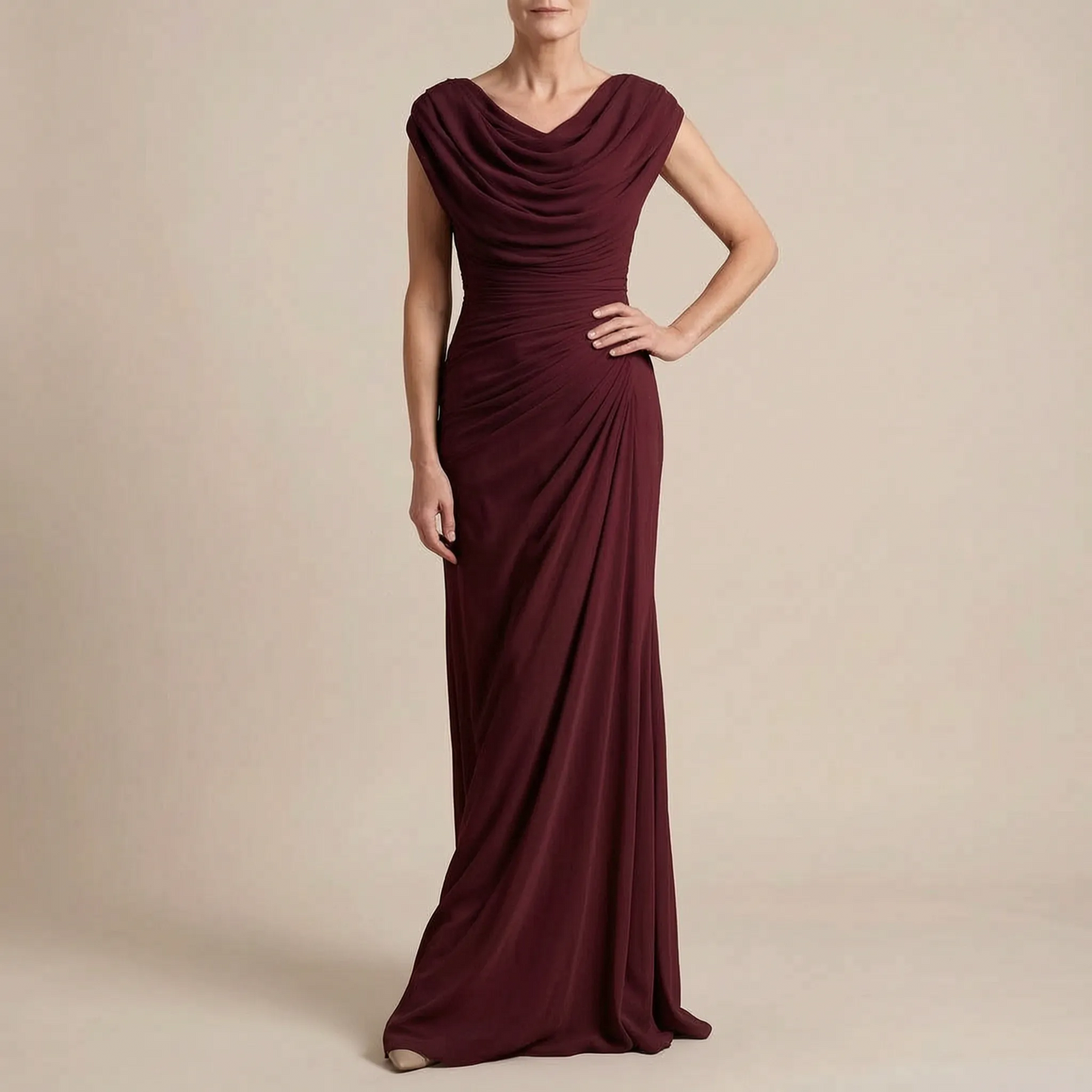 Evengrace | Elegantes Bodenlanges Maxikleid Mit Raffung