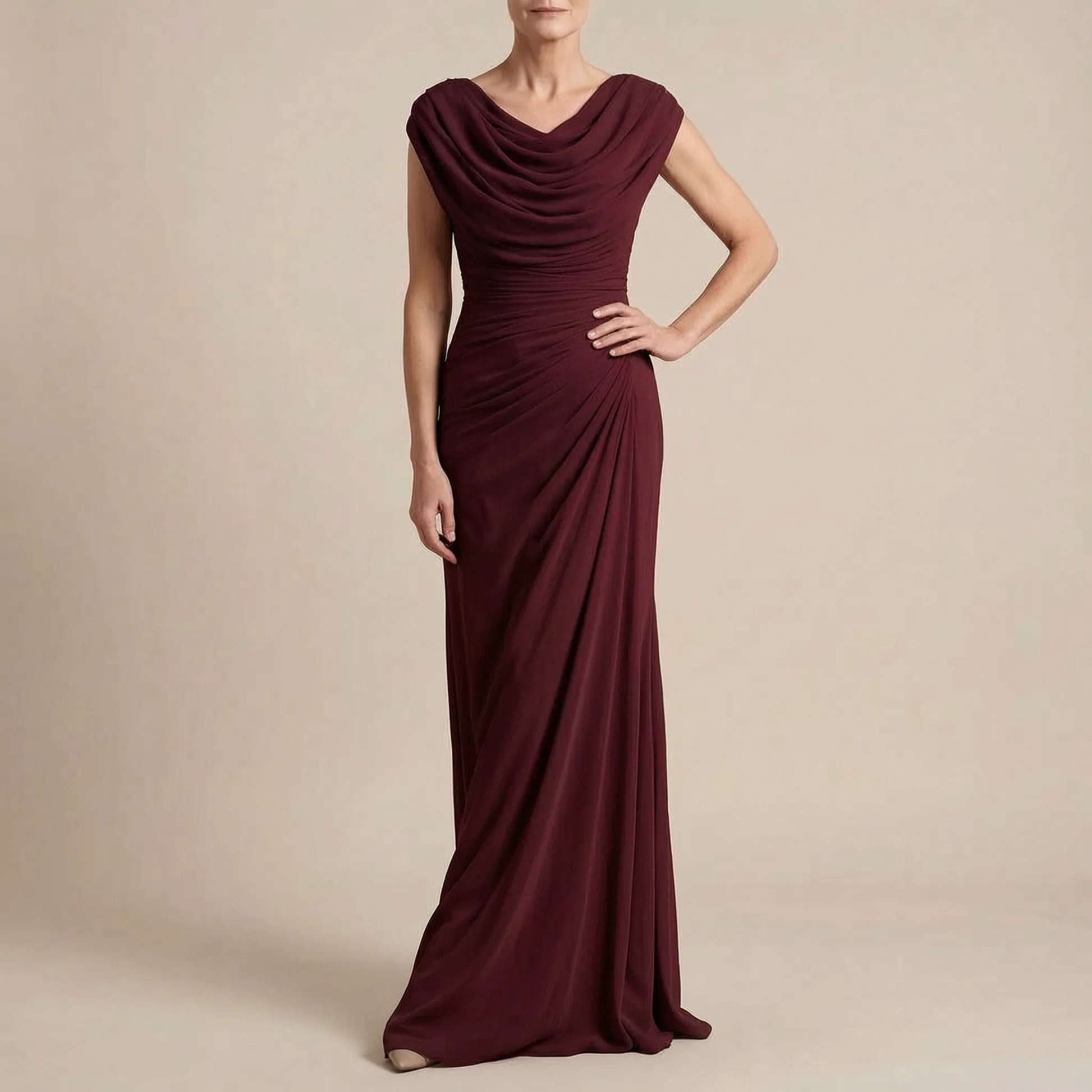 Evengrace | Elegantes Bodenlanges Maxikleid Mit Raffung