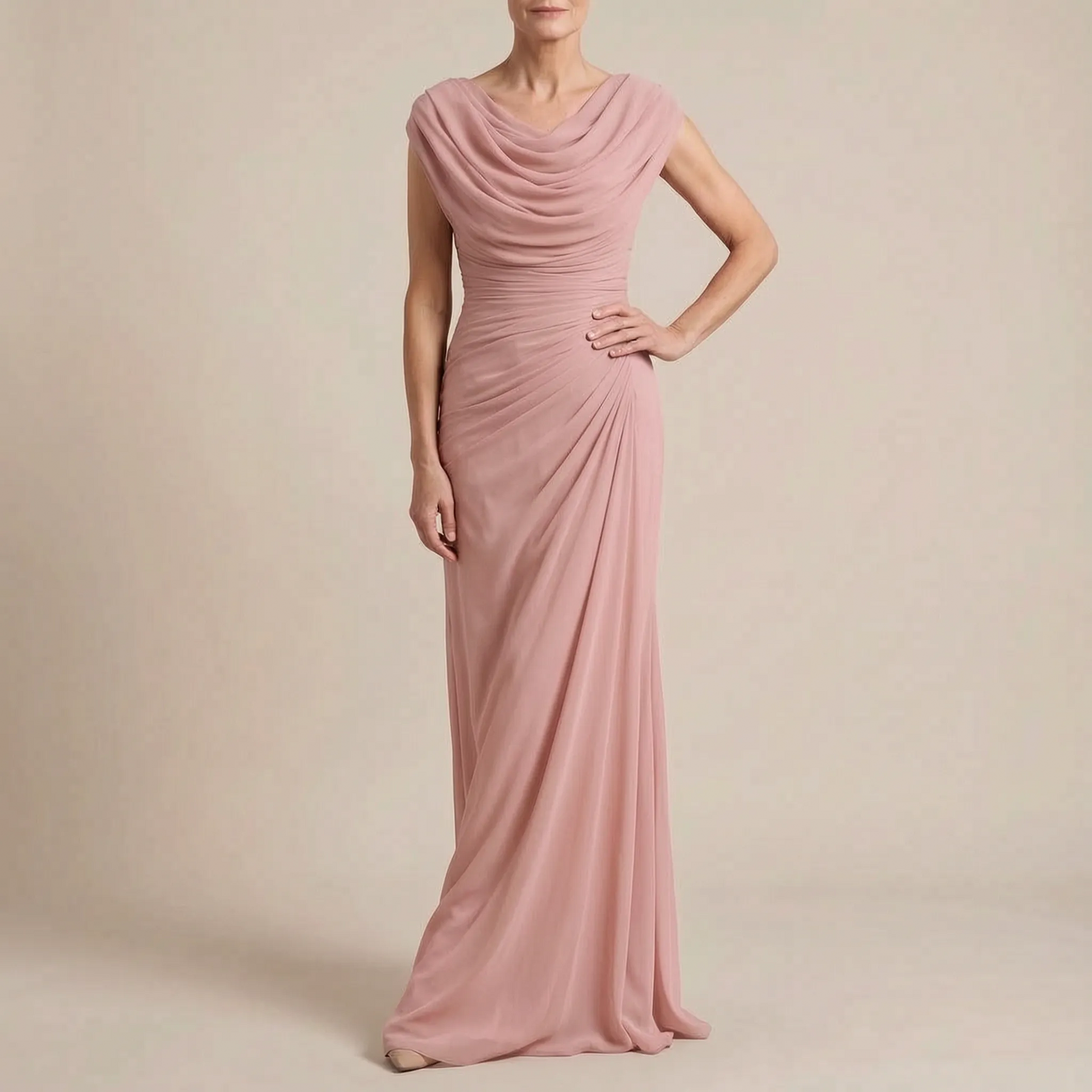 Evengrace | Elegantes Bodenlanges Maxikleid Mit Raffung