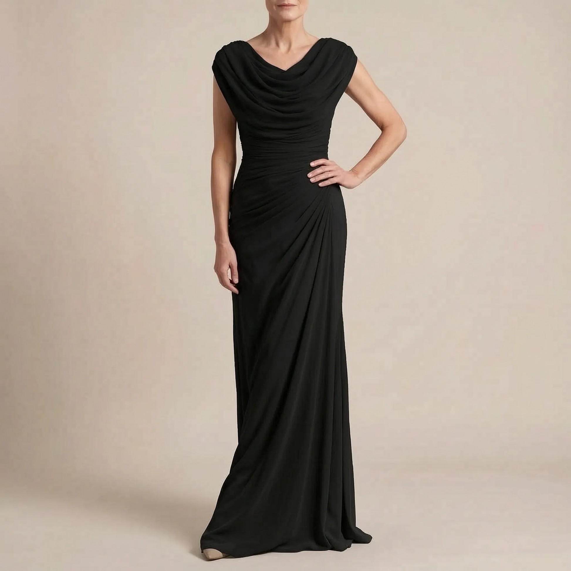 Evengrace | Elegantes Bodenlanges Maxikleid Mit Raffung
