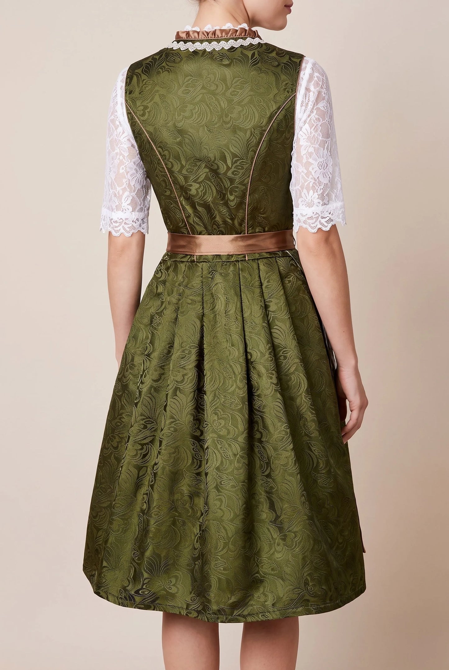 Festivy | Klassisches Grünes Dirndl Mit Floralem Muster