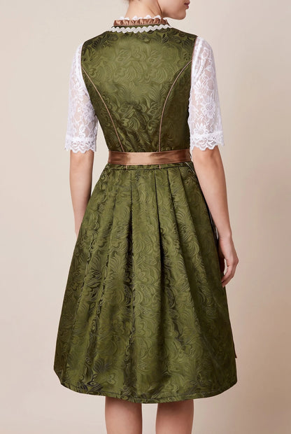 Festivy | Klassisches Grünes Dirndl Mit Floralem Muster