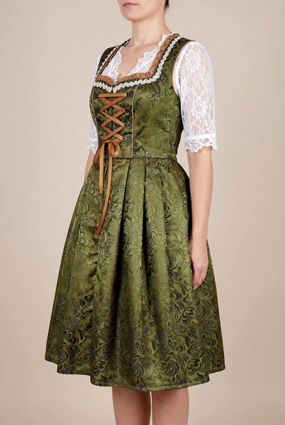 Festivy | Klassisches Grünes Dirndl Mit Floralem Muster