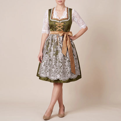 Festivy | Klassisches Grünes Dirndl Mit Floralem Muster