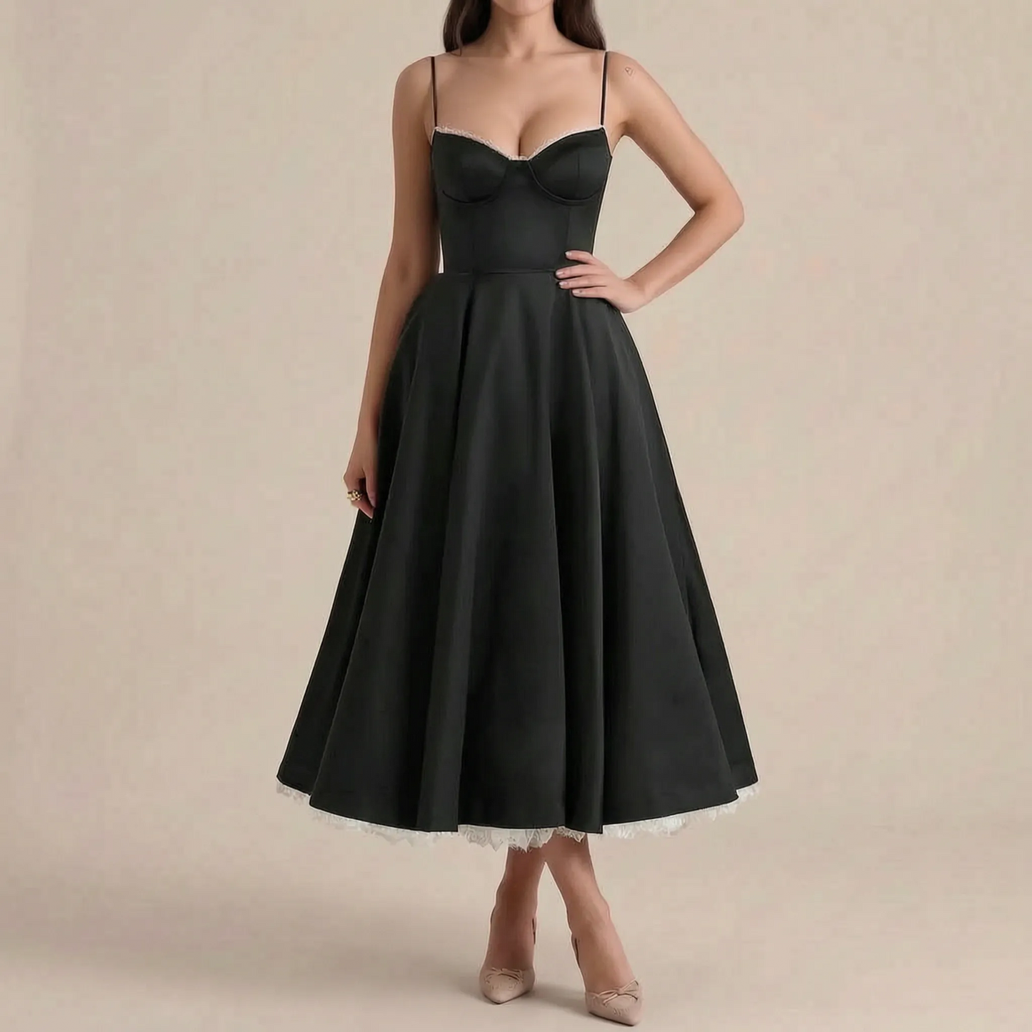 Flarefit | Figurbetontes Midikleid Mit Weitem Rock