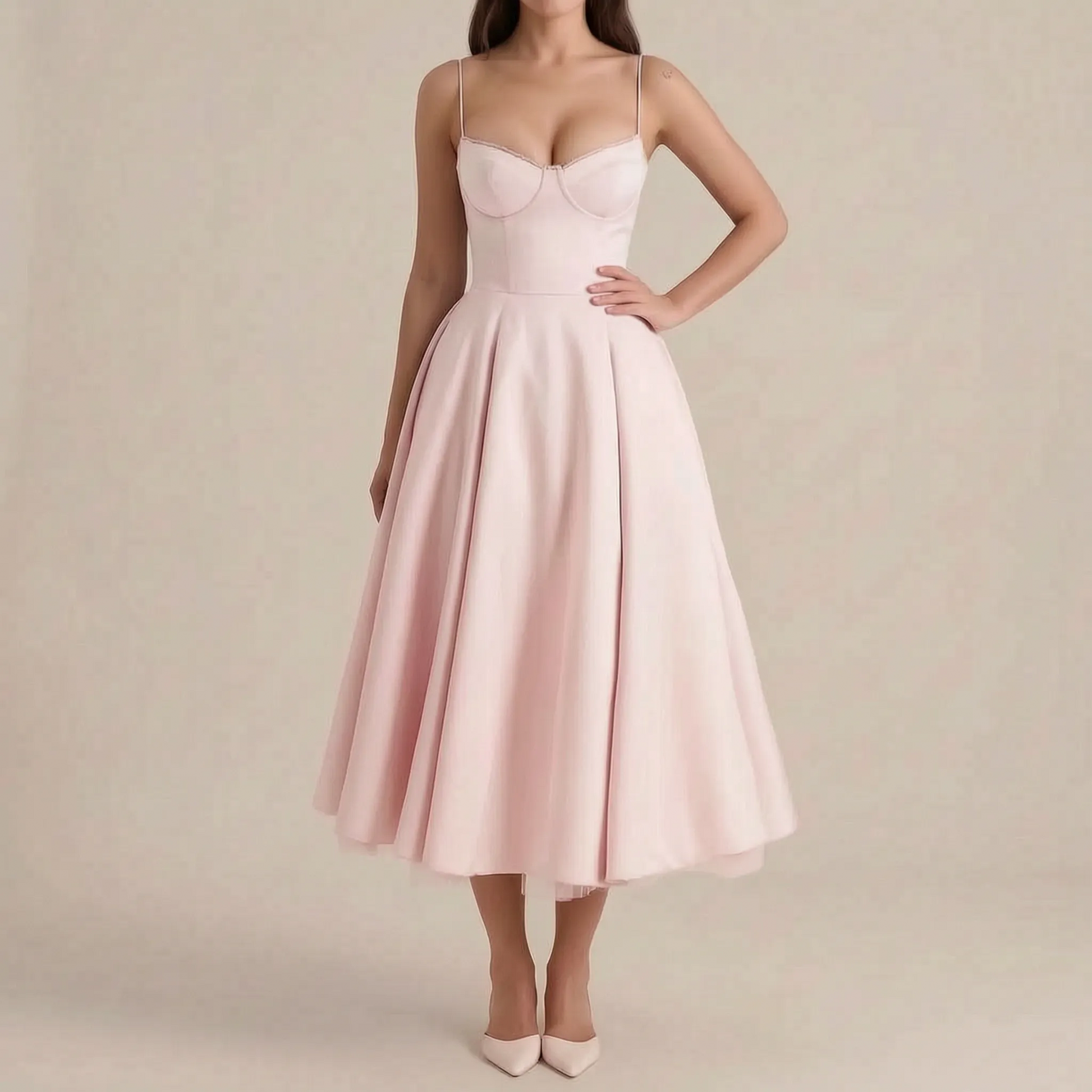 Flarefit | Figurbetontes Midikleid Mit Weitem Rock