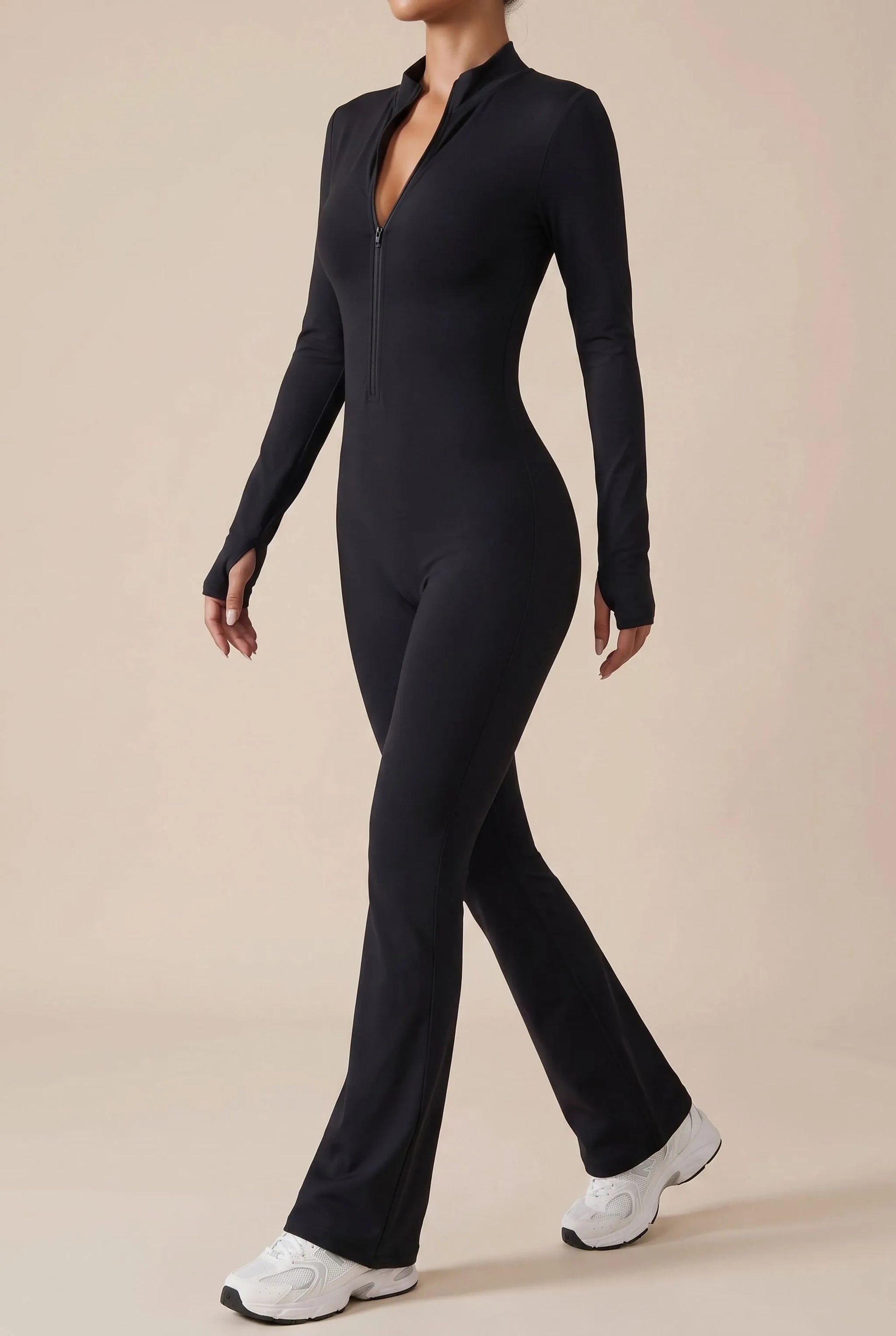 Flexique | Eng Anliegender Langärmliger Fitness Jumpsuit