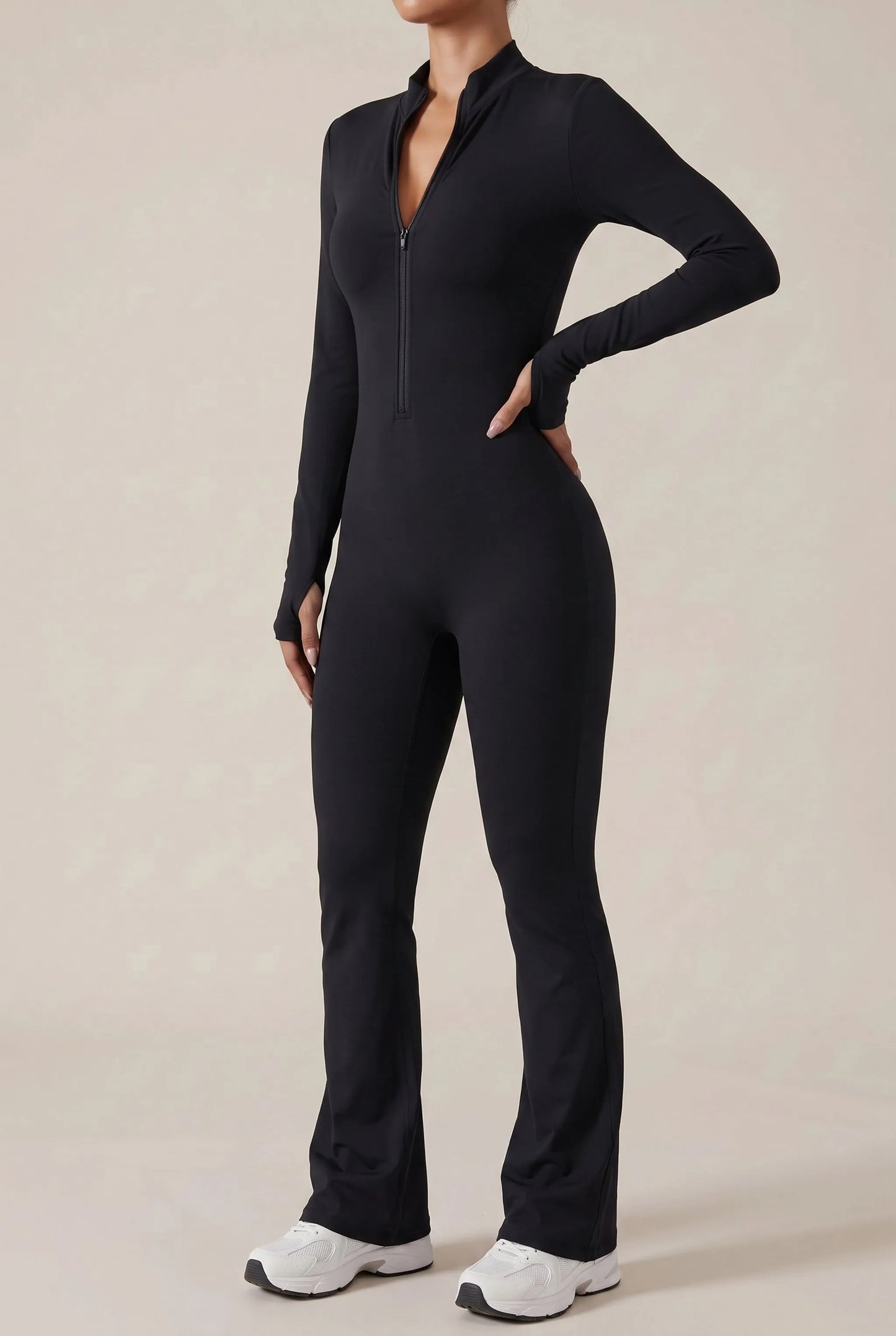 Flexique | Eng Anliegender Langärmliger Fitness Jumpsuit
