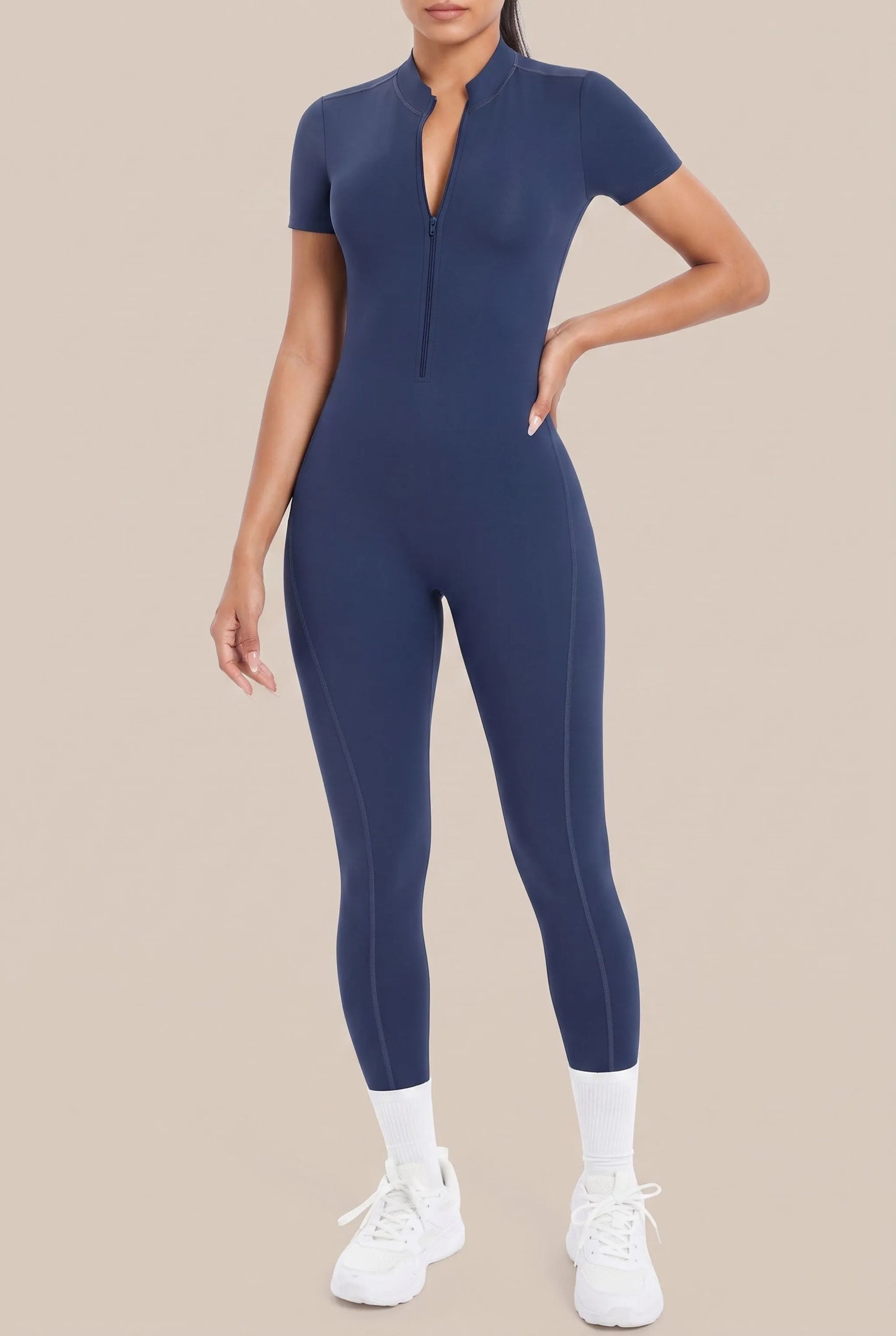 Flexive | Kurzärmeliger Sport-Jumpsuit Mit Rückenausschnitt