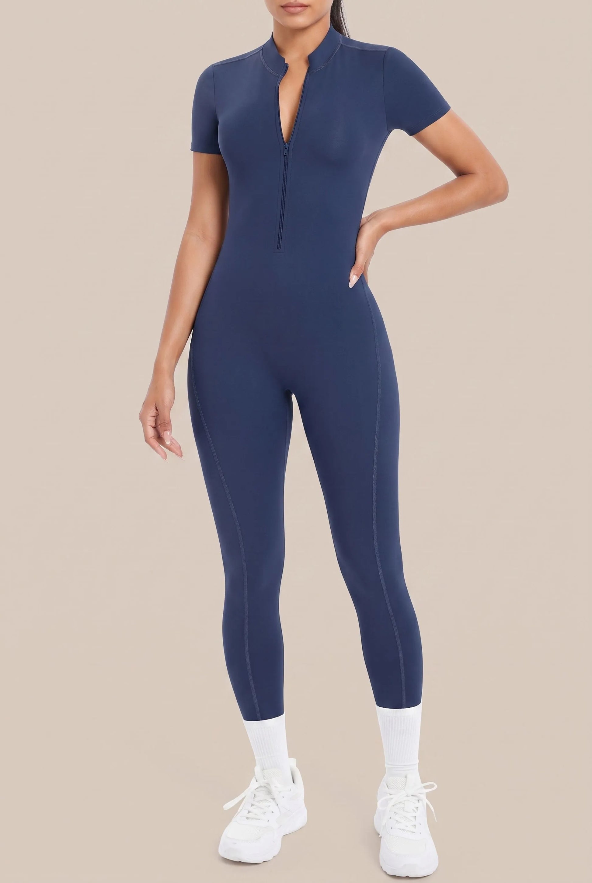 Flexive | Kurzärmeliger Sport-Jumpsuit Mit Rückenausschnitt