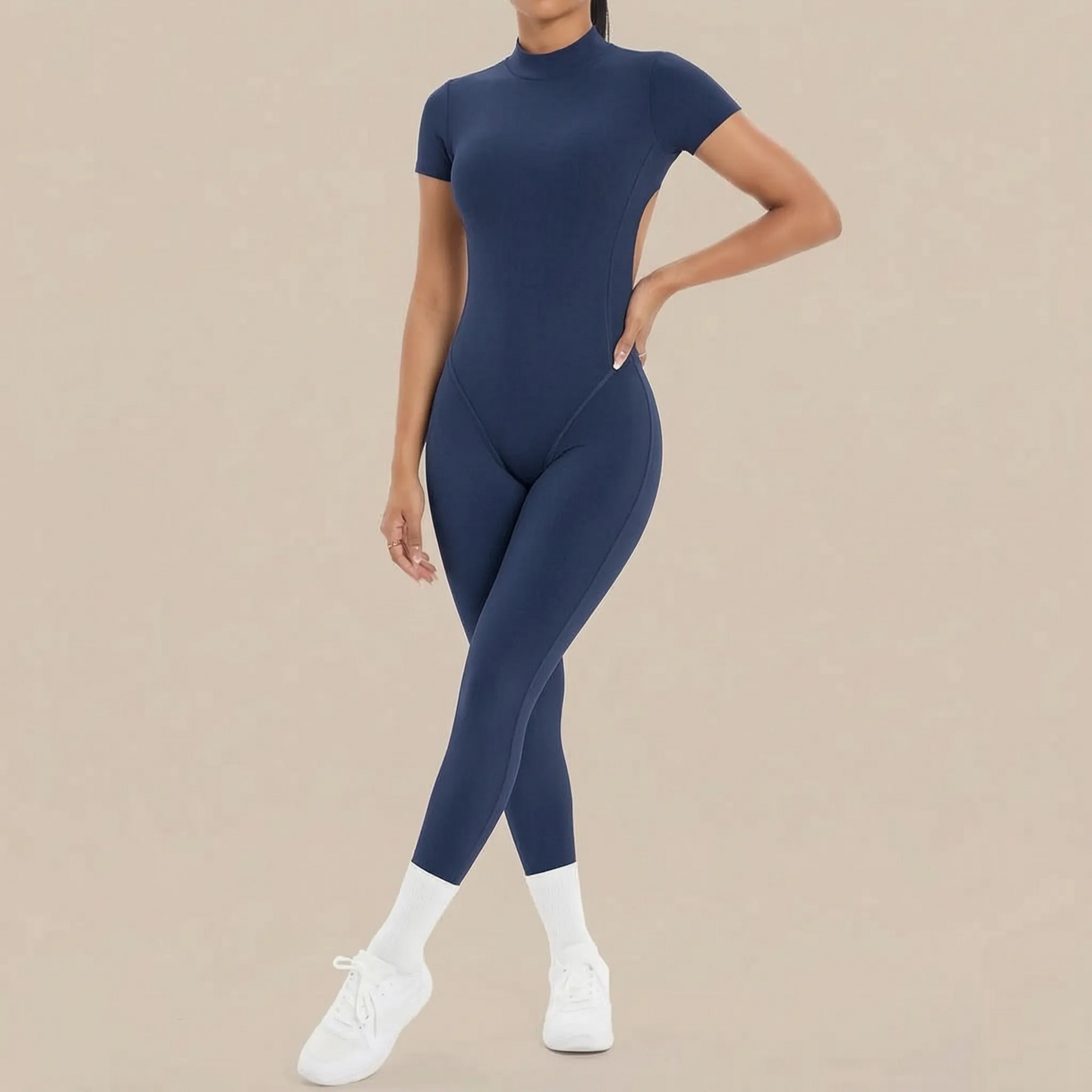 Flexive | Kurzärmeliger Sport-Jumpsuit Mit Rückenausschnitt