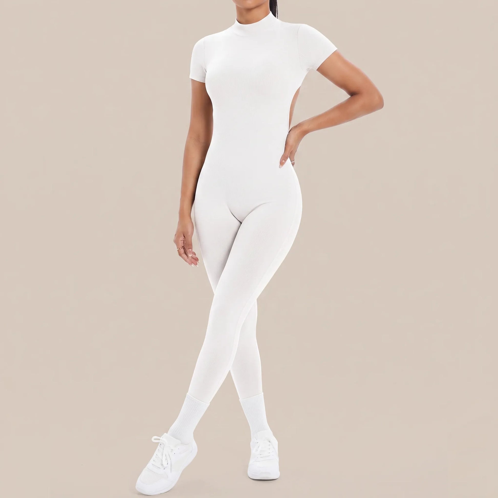 Flexive | Kurzärmeliger Sport-Jumpsuit Mit Rückenausschnitt