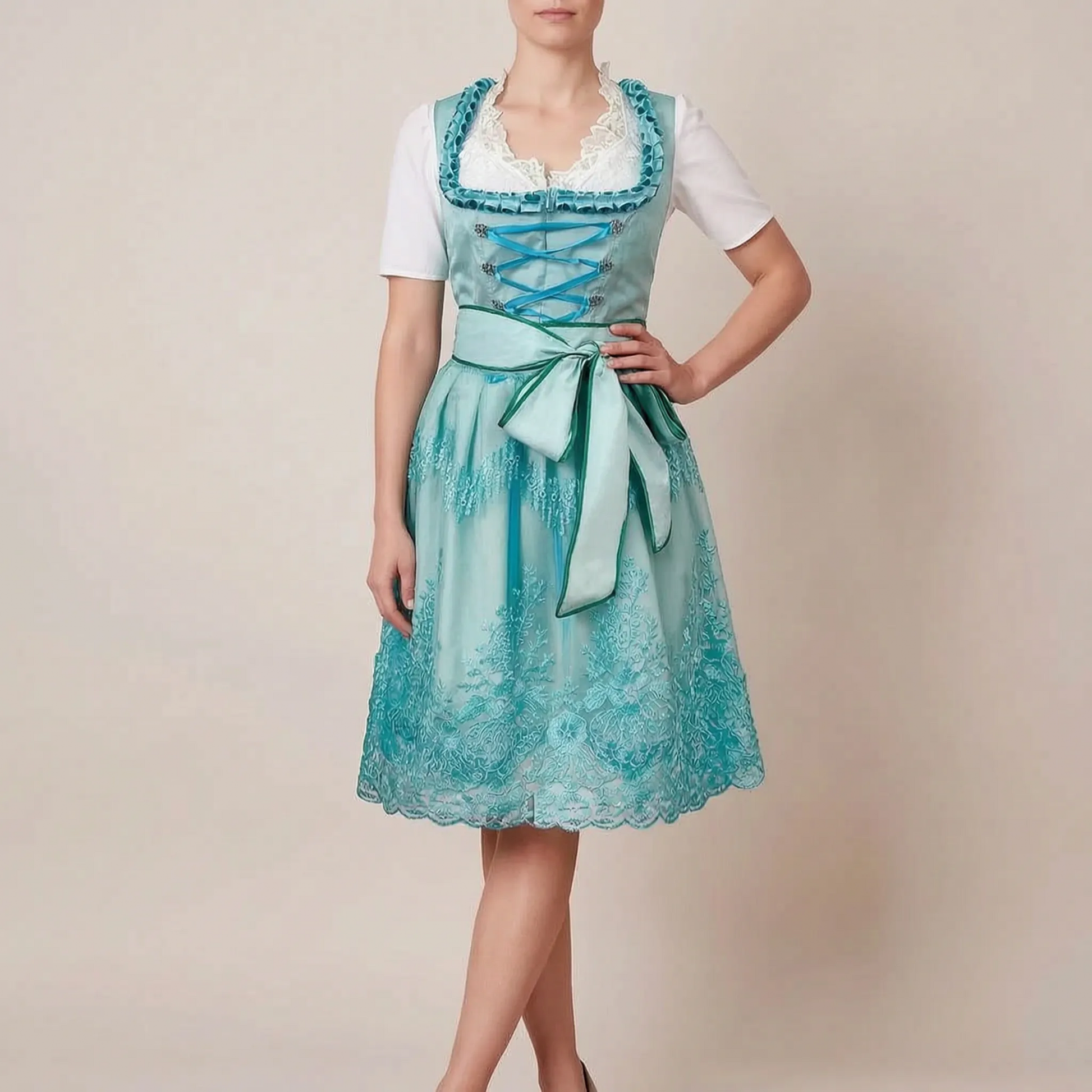 FloralBreeze | Traditionelles Dirndl Mit Floraler Schürze