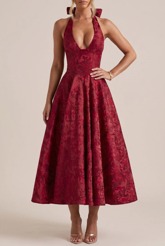 Floralise | Strukturiertes Festliches Midikleid
