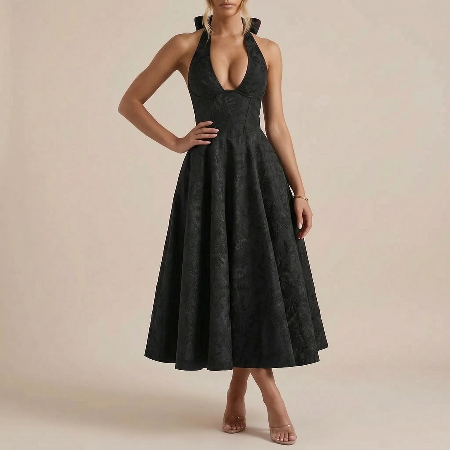 Floralise | Strukturiertes Festliches Midikleid