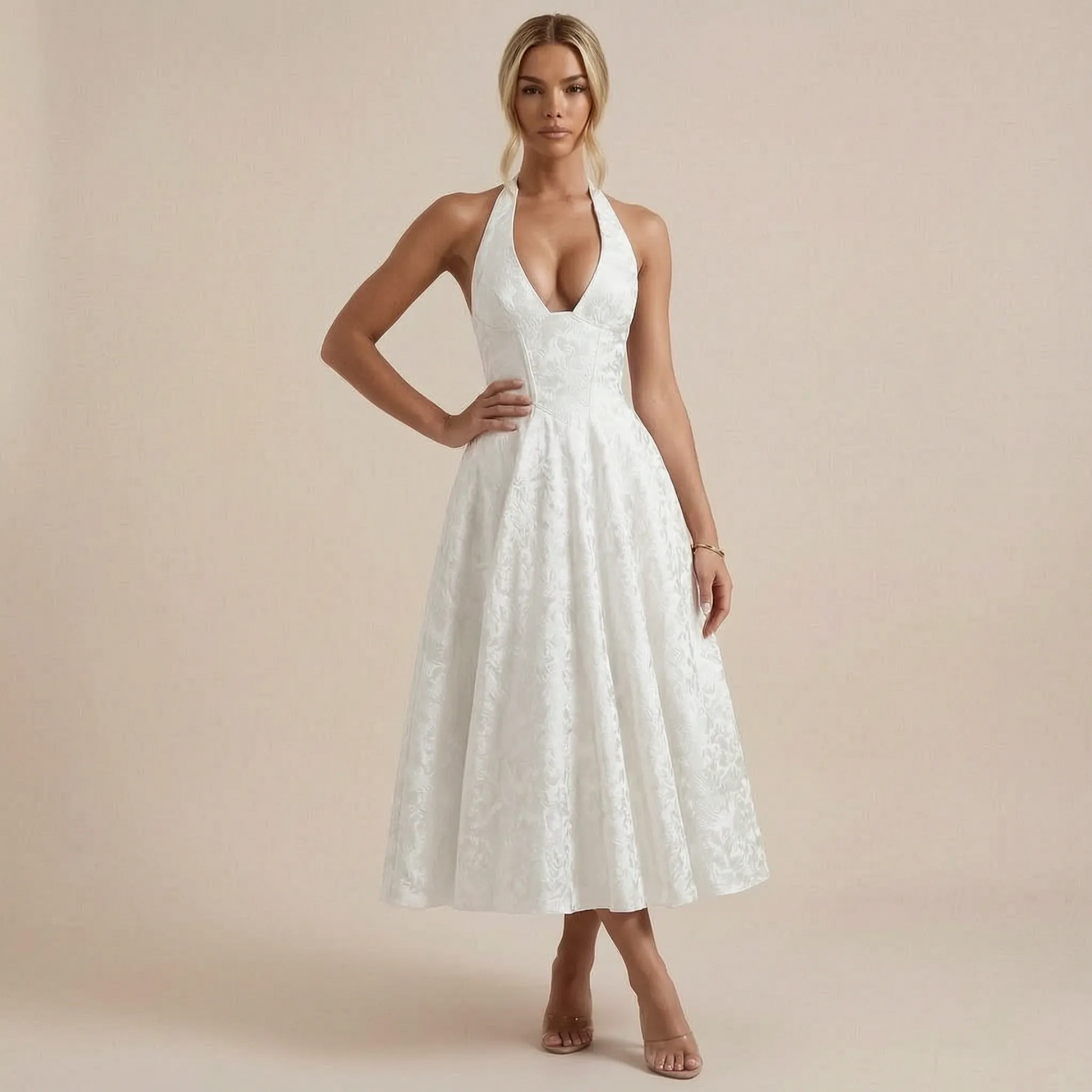 Floralise | Strukturiertes Festliches Midikleid