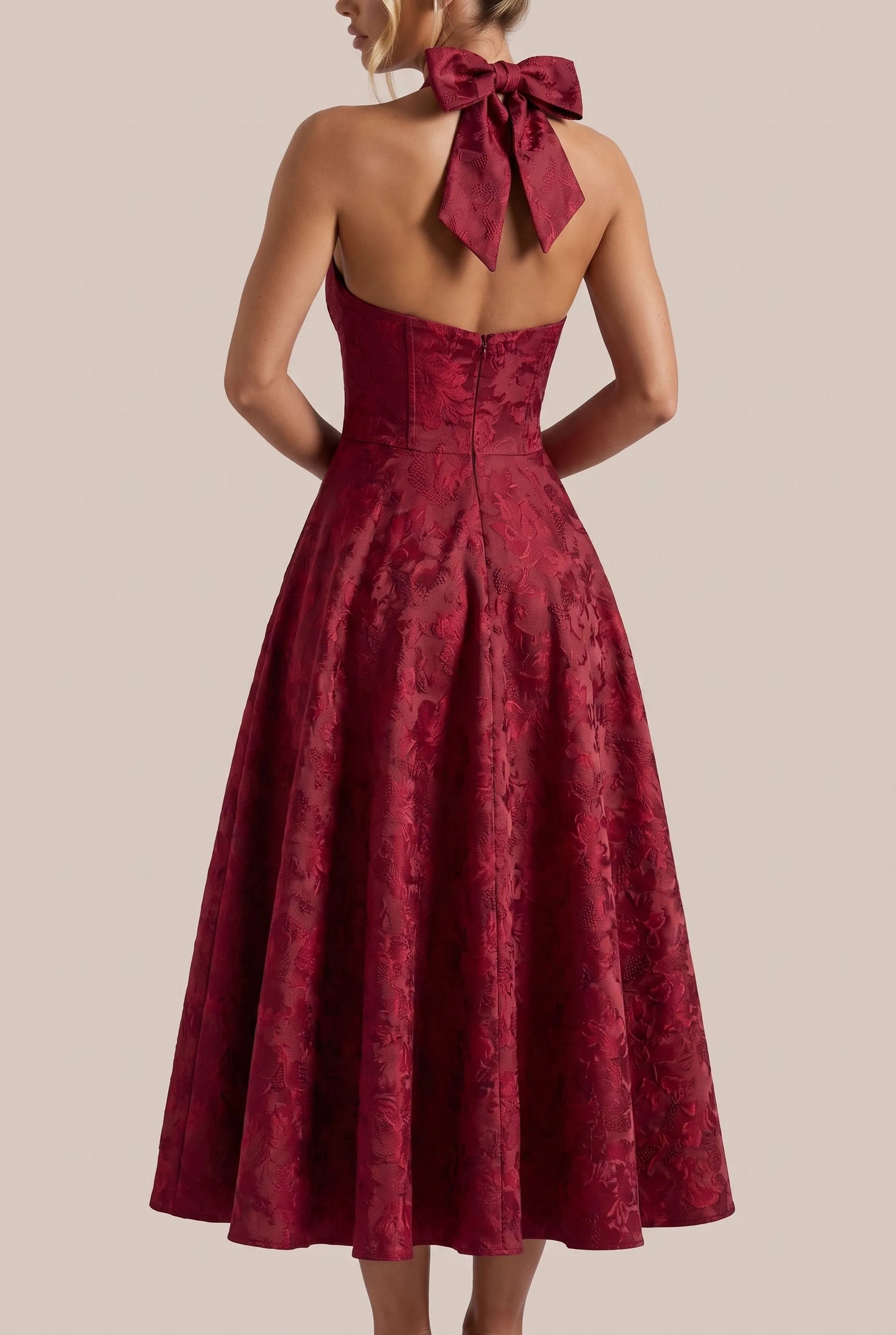 Floralise | Strukturiertes Festliches Midikleid
