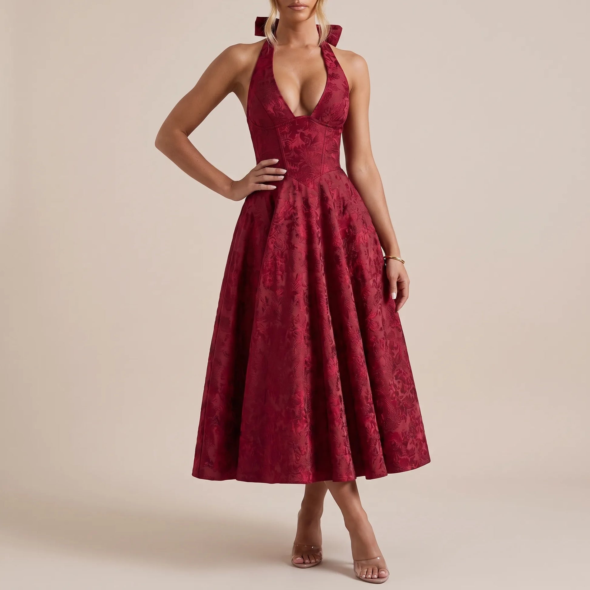 Floralise | Strukturiertes Festliches Midikleid
